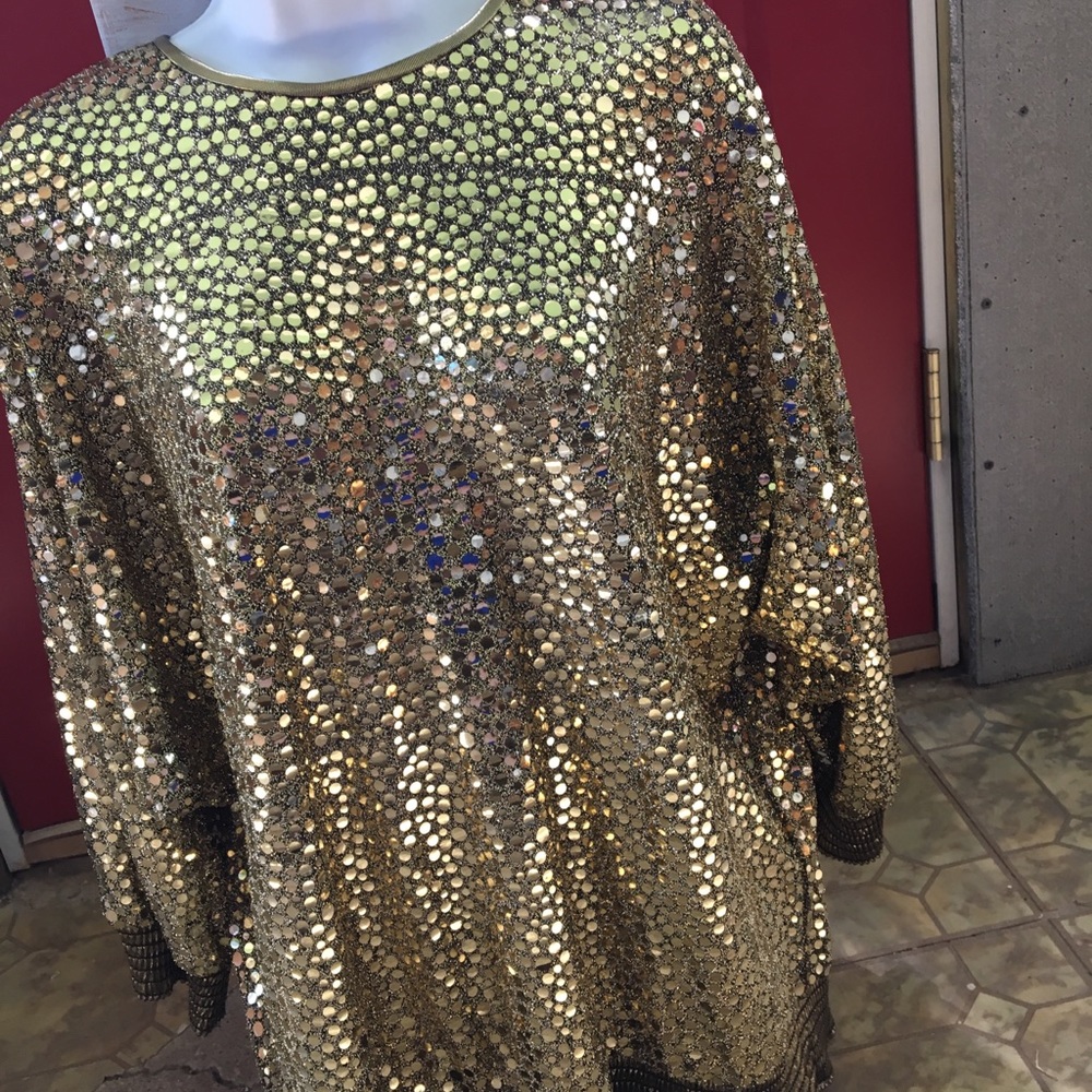Vintage Gold Sequin Loose Top Medium